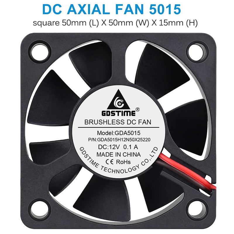 GDSTIME 5015 50mm x 50mm x 15mm 12V Dc Brushless Cooling Fan (2Pack) - Image 2